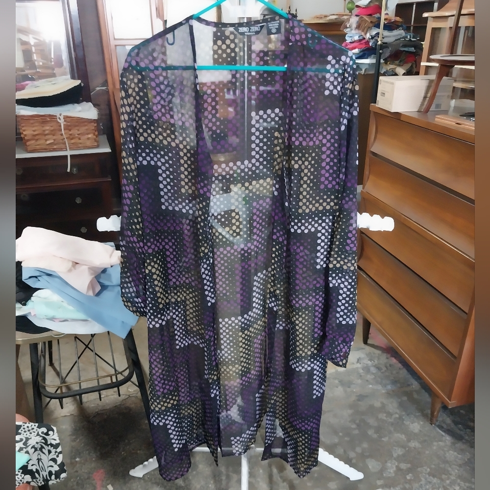 Zero Zero Sheer Geometric Pattern Kimono